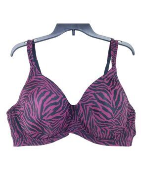 Leading Lady The Brigitte Full Coverage Underwire T-Shirt Bra Size 46B Pink Zebr